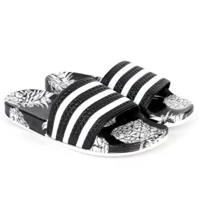 AD Adilette Men's Slide Floral Print Sole -Black White