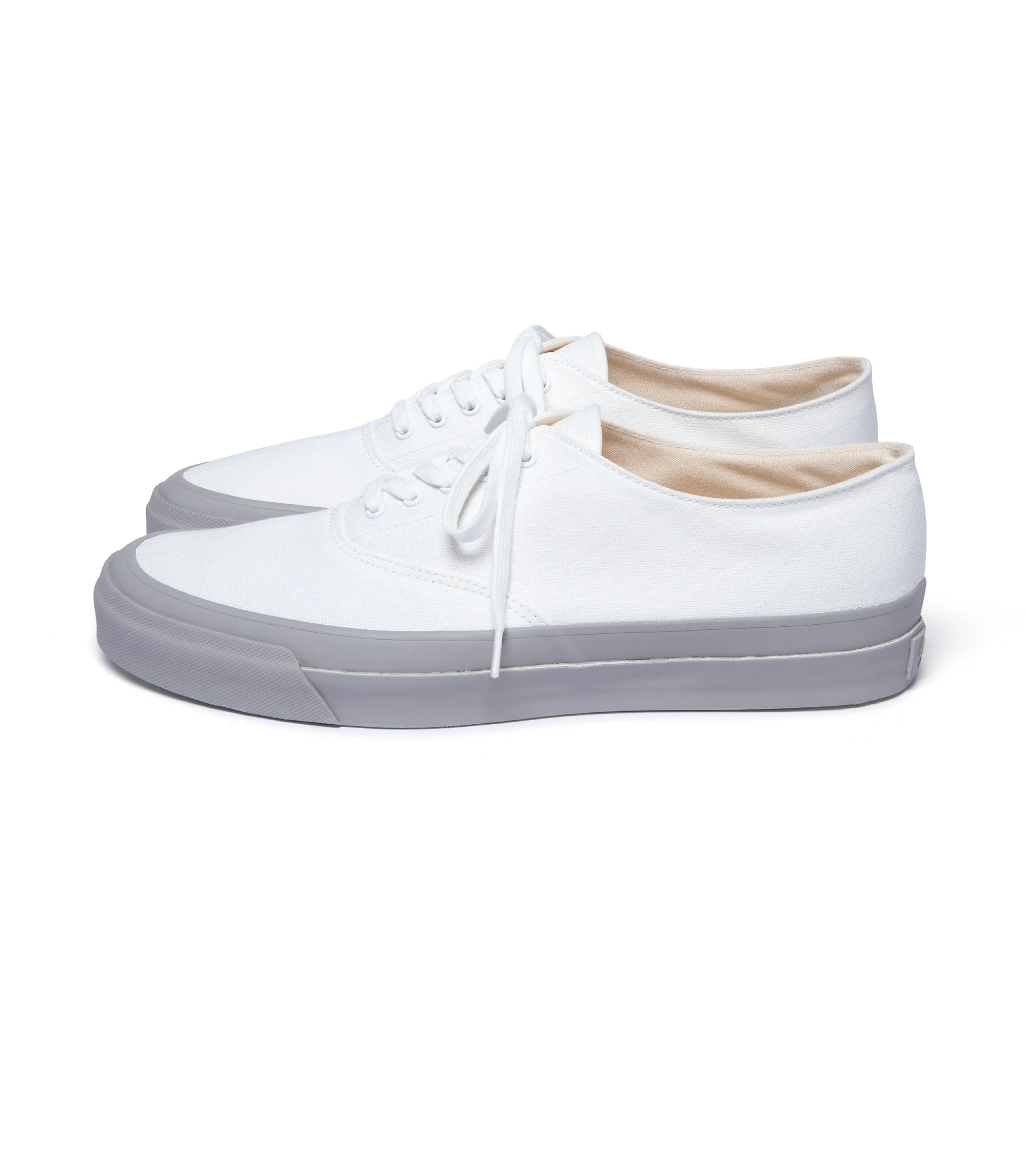 Asahi M014 Canvas Deck Shoes: White/Grey