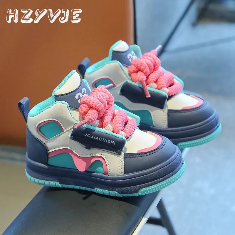 Children's Spring Autumn New Sports Shoes Boy's Casual Trend Board Shoes High Top Girl's Fashion Dopamine Running Shoes Sneakers