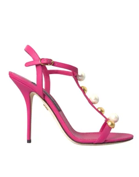 Dolce & Gabbana Pink Embellished Ankle Sandals