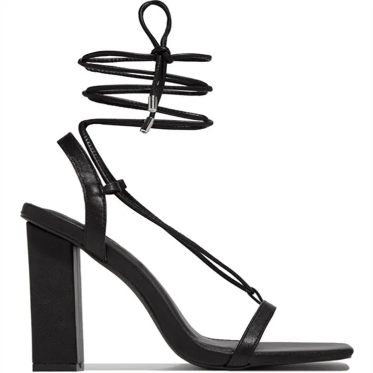 Emma – Square Toe Lace-Up Strappy Sandals