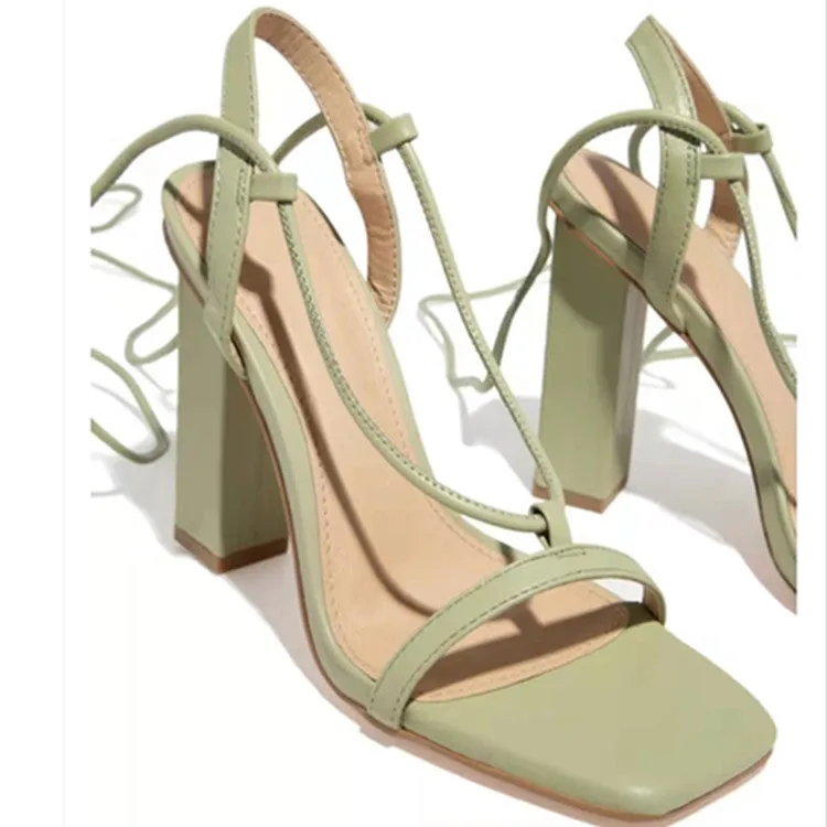 Emma – Square Toe Lace-Up Strappy Sandals