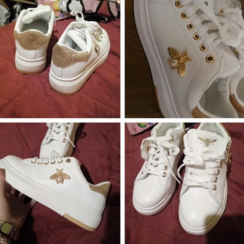 Fashion Breathable PU Leather Platform Sneakers