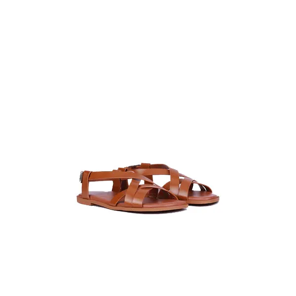 Hazel Women's Fashion Magazine Leather Sandal Tan