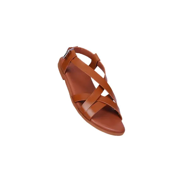 Hazel Women's Fashion Magazine Leather Sandal Tan