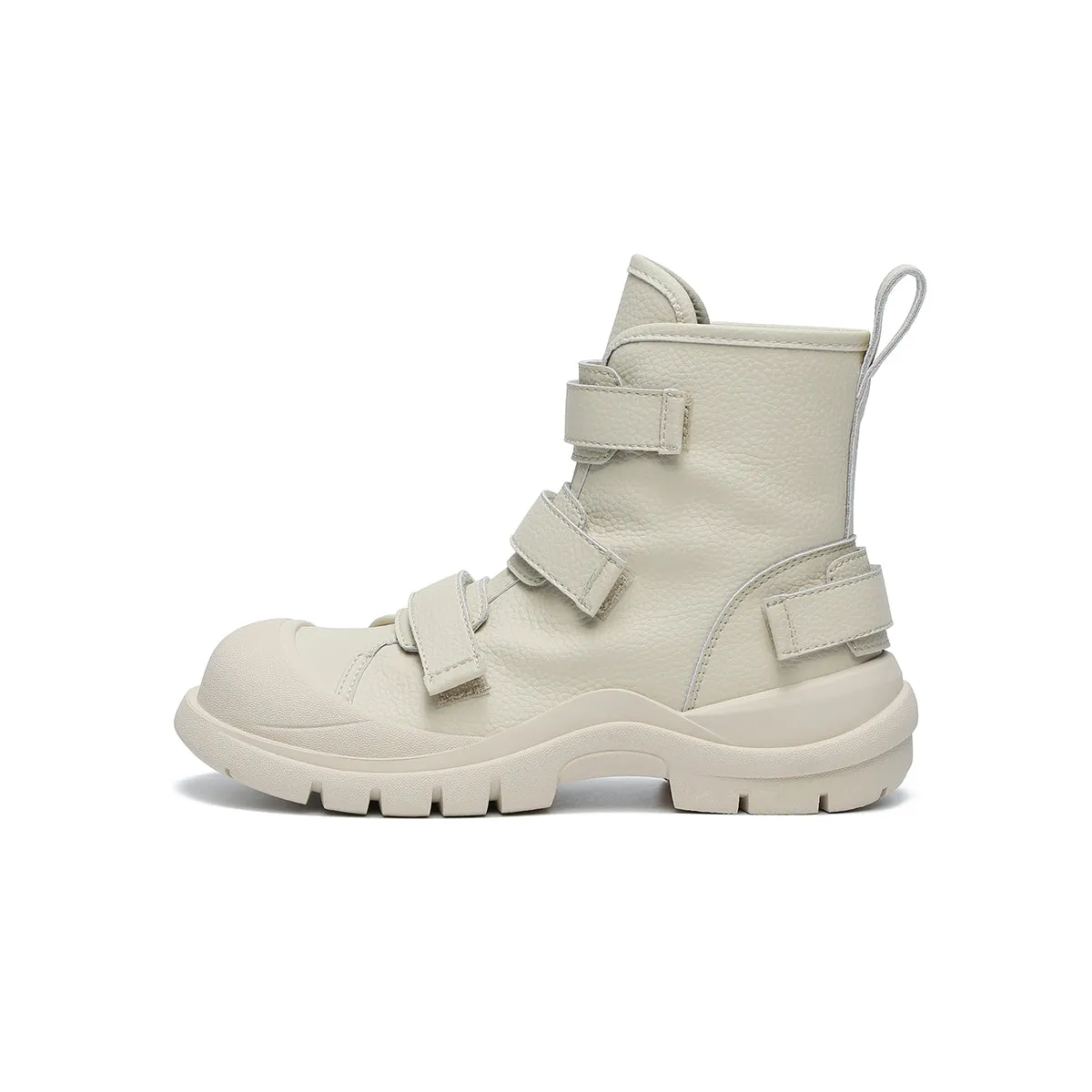 Ivory Platform Martin Boots with Velcro Straps