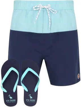 Keone Swim Shorts With Free Matching Flip Flops In Petit Four Blue - South Shore