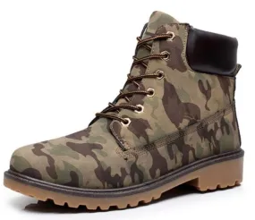 Mens Army Style Camouflage Outdoor Waterproof Boots