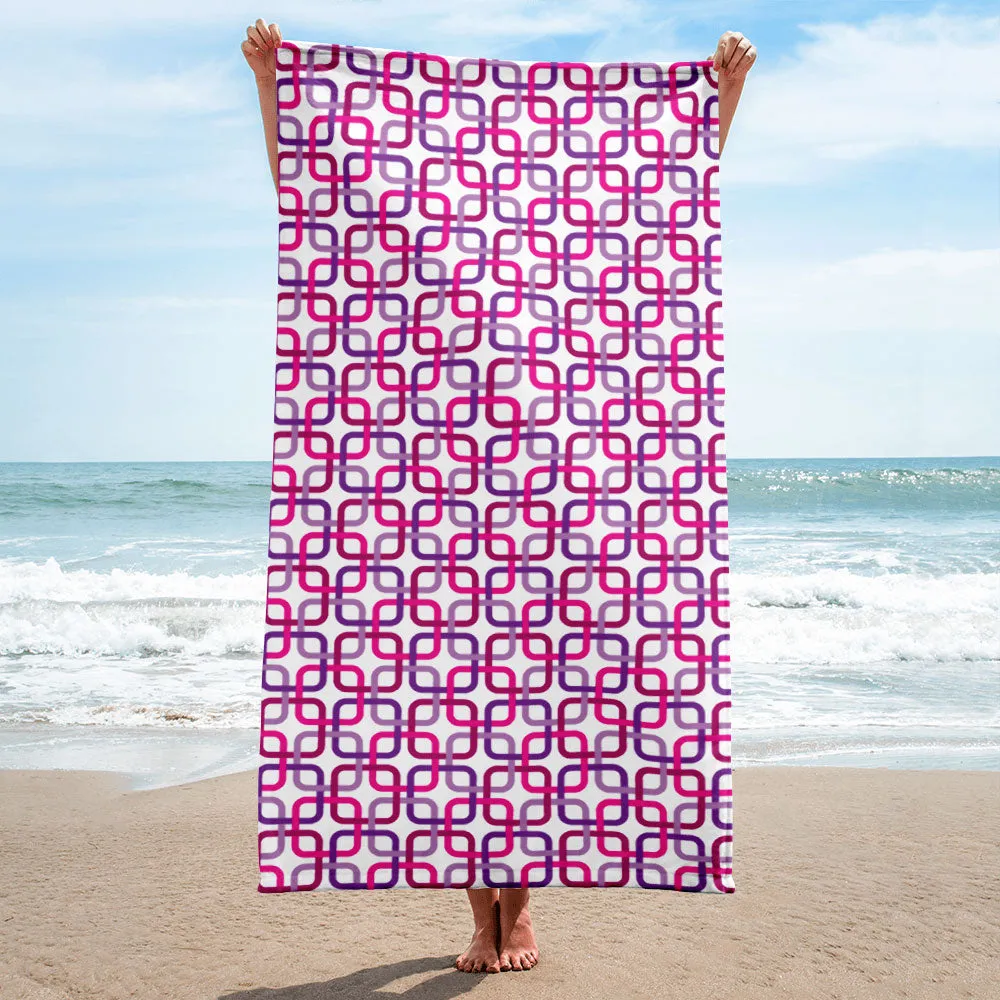 Mid Century Modern Pink PanAmTrays Beach & Pool Towel