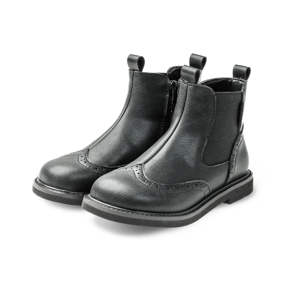 Outdoor Adventurer Kids Black Leather Boots