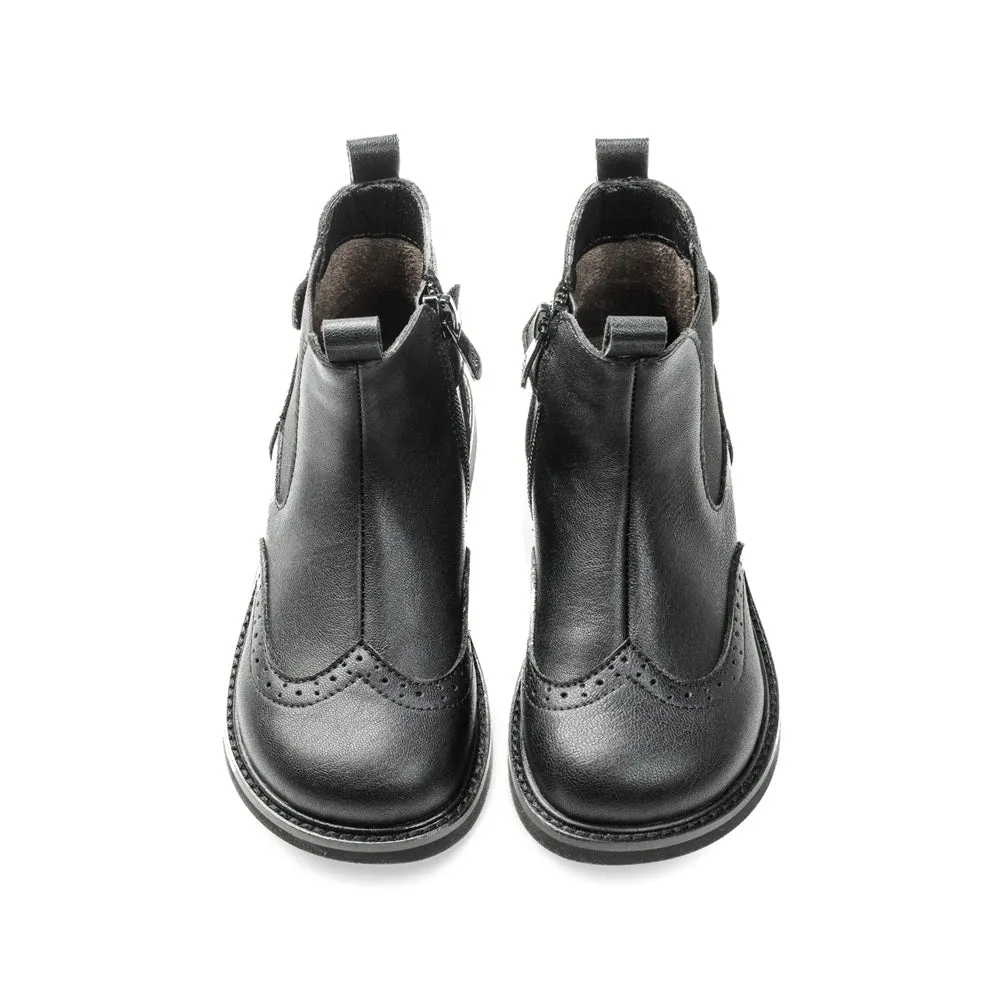 Outdoor Adventurer Kids Black Leather Boots