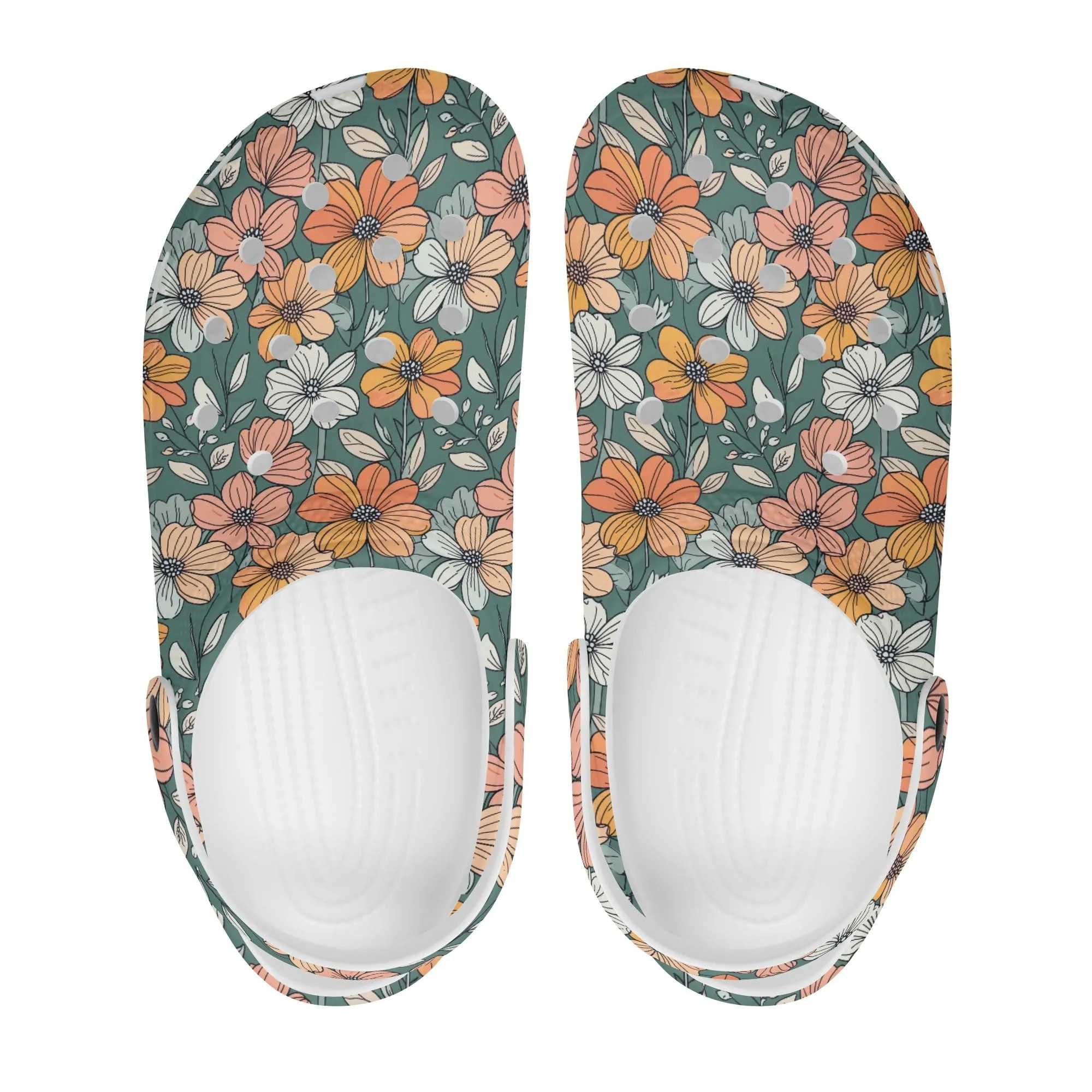 Pastel Flowers Womens Vented Sandals