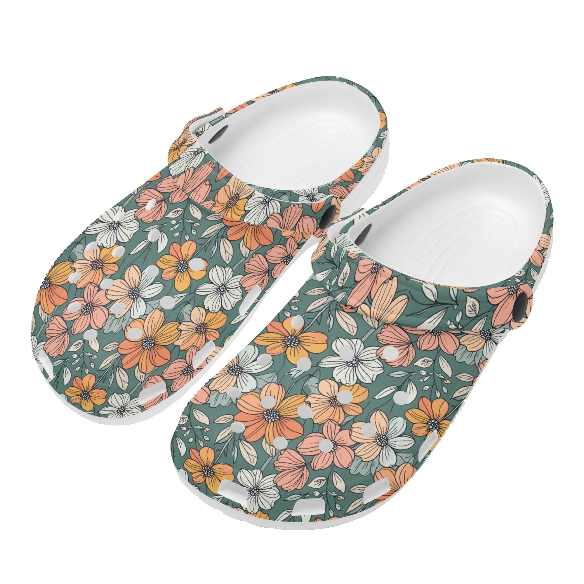 Pastel Flowers Womens Vented Sandals