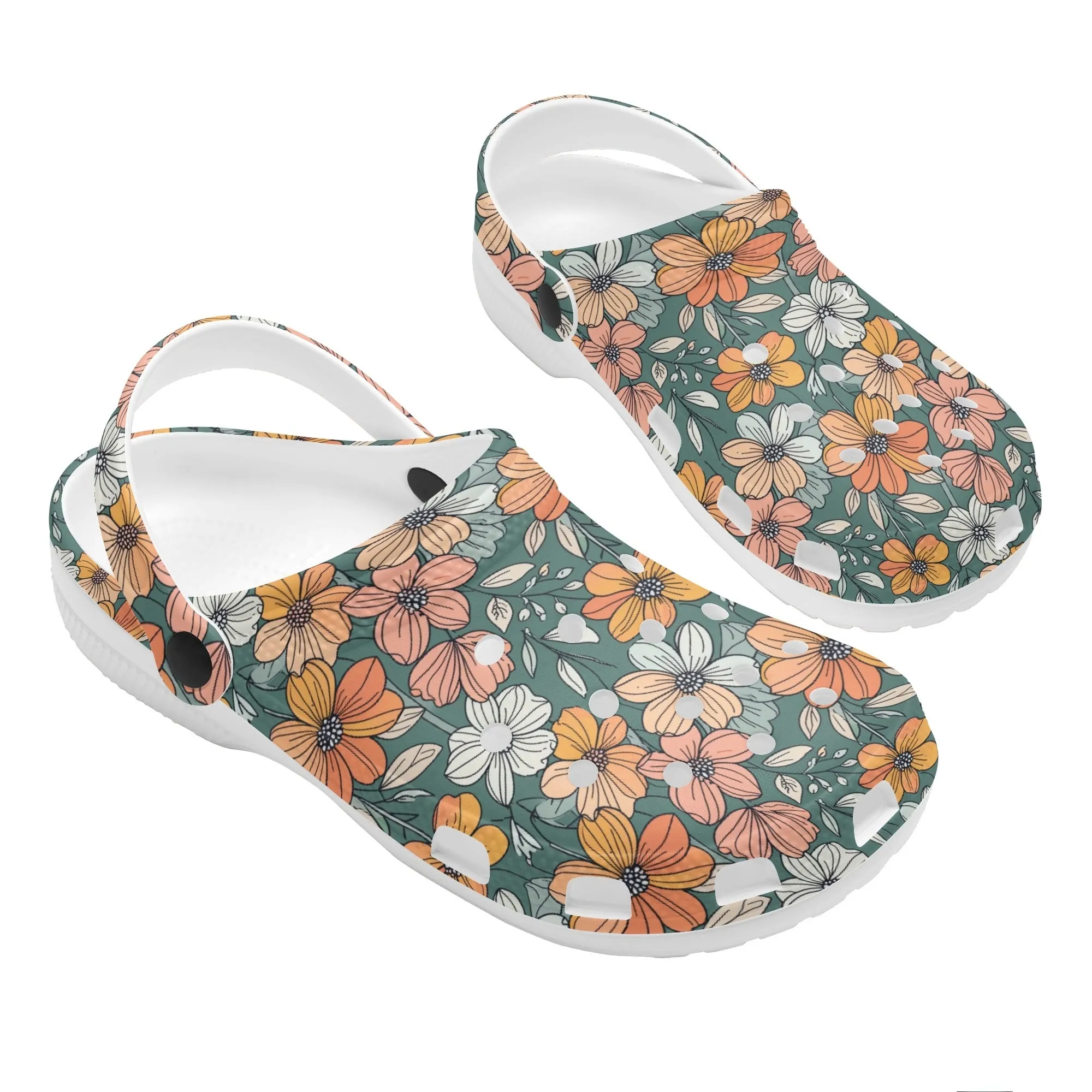 Pastel Flowers Womens Vented Sandals