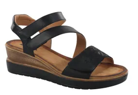 Romika Sandals Black Smooth Vegan Nu Buck Velcro Straps