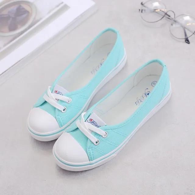 Spring light canvas shoes women shoes slip-on Korean tide students set foot pedal flat shoes