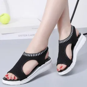 Toe Wedges Women Summer Breathable Knitting Sandals