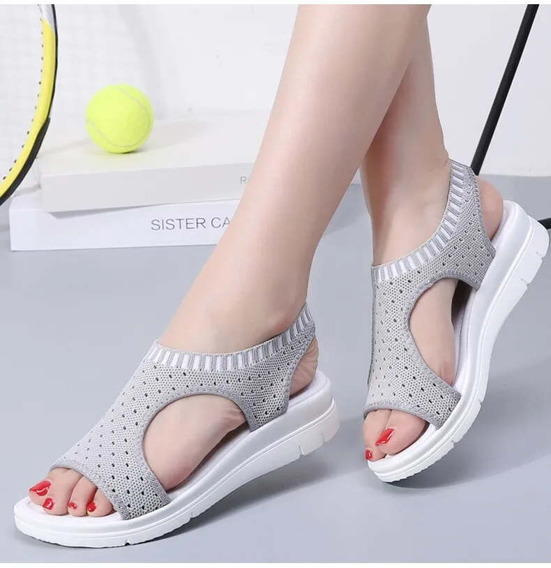 Toe Wedges Women Summer Breathable Knitting Sandals