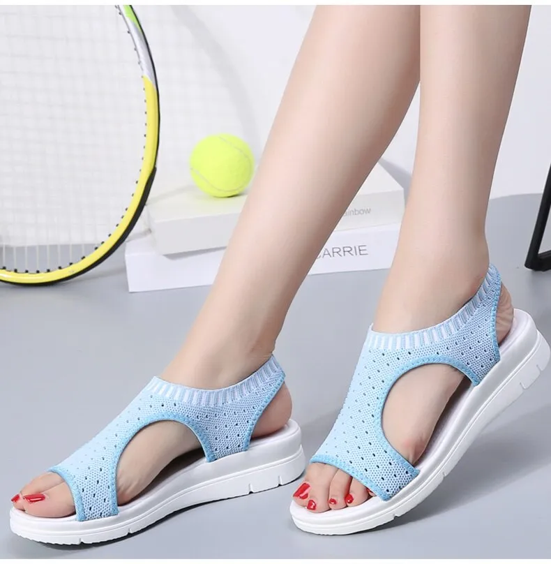 Toe Wedges Women Summer Breathable Knitting Sandals